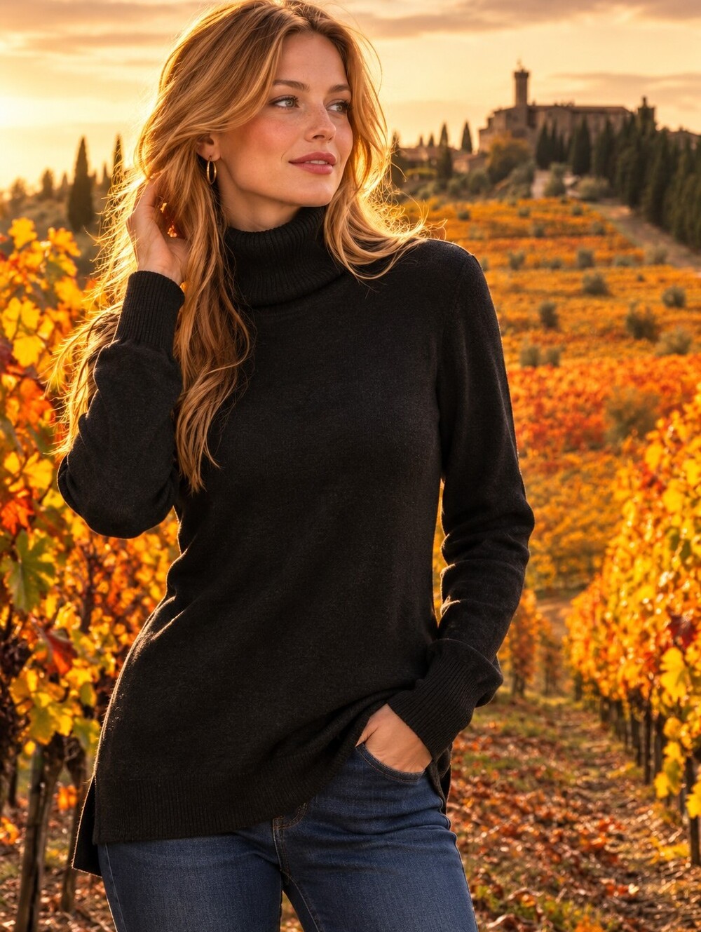 Lands' End Black Turtleneck Sweater 100% Cashmere Size Small 6-8